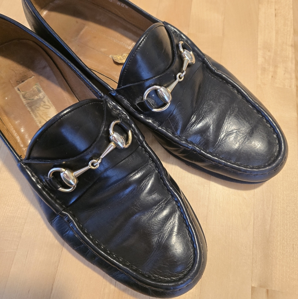 Gucci Horsebit Leather Loafers Black Authentic Size 42M/US 9 - Picture 5 of 11